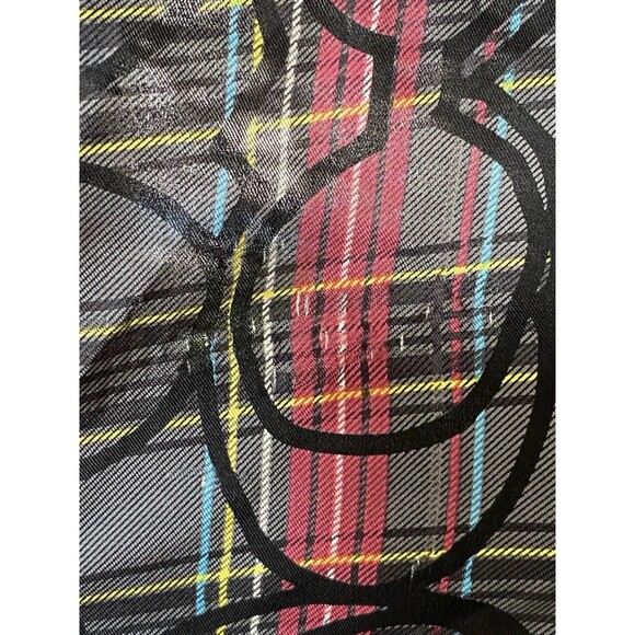VTG Coach Tartan Plaid Signature C Pattern 21" Scarf Black Red 100% Silk RARE - Picture 6 of 9